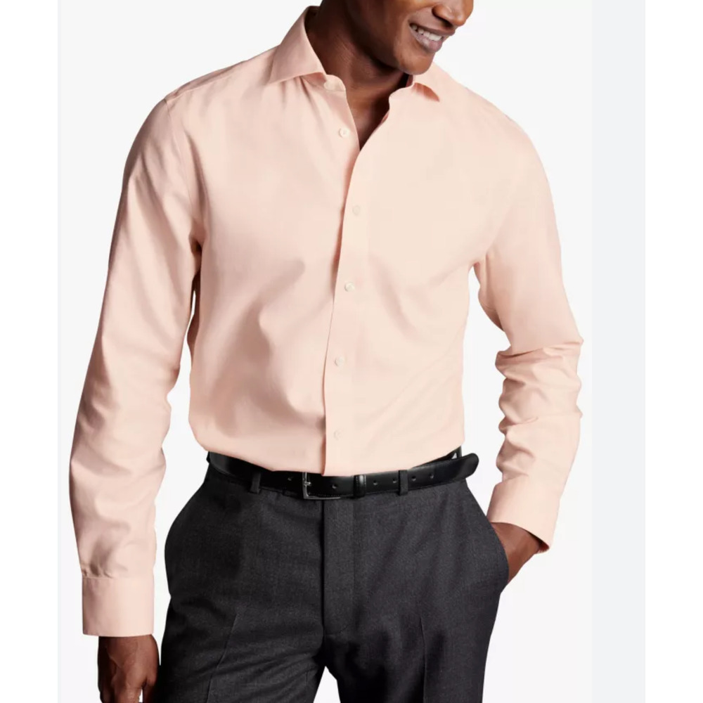 Charles Tyrwhitt Men's Light Peach Button-Down Shirt